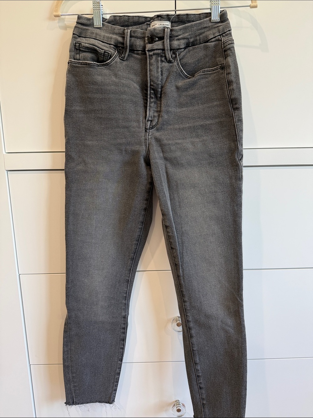 Good American Charcoal Grey High-Rise Skinny Jeans